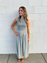 Load image into Gallery viewer, Smocked Gingham Tiered Sleeveless Midi Dress
