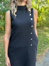 Load image into Gallery viewer, Black High Neck Button Detail Dress
