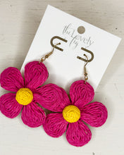 Load image into Gallery viewer, Wrapped Raffia Flower Earrings
