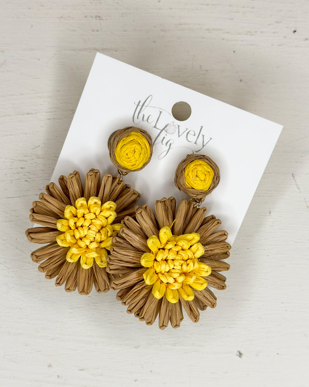 Wrapped Raffia Flower Drop Earrings