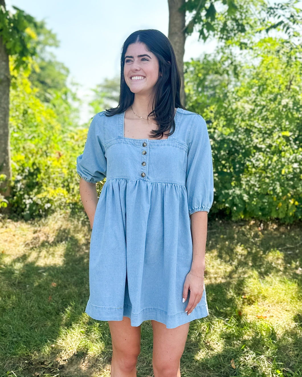 Denim Babydoll Mini Dress