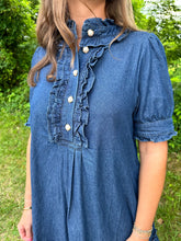 Load image into Gallery viewer, Ruffle Detail Lovely Denim Dress
