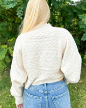 Load image into Gallery viewer, Long Sleeve Cable Knit Cropped Dolman Sweater
