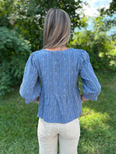 Load image into Gallery viewer, Denim Ribbon Up Blouse
