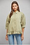 Load image into Gallery viewer, Front Button Down Ruffled Hem Jacket
