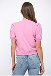 Load image into Gallery viewer, Short Sleeve Pleated Bubble Sleeve Crew Neck
