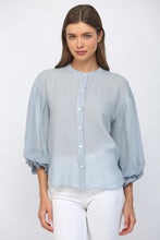 Load image into Gallery viewer, Dusty Blue Gingham Print Blouse
