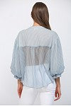 Load image into Gallery viewer, Dusty Blue Gingham Print Blouse
