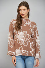 Load image into Gallery viewer, Floral Pattern Jacquard Knit Mock Neck
