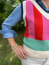 Load image into Gallery viewer, Color Block Sleeveless Striped Knit Top
