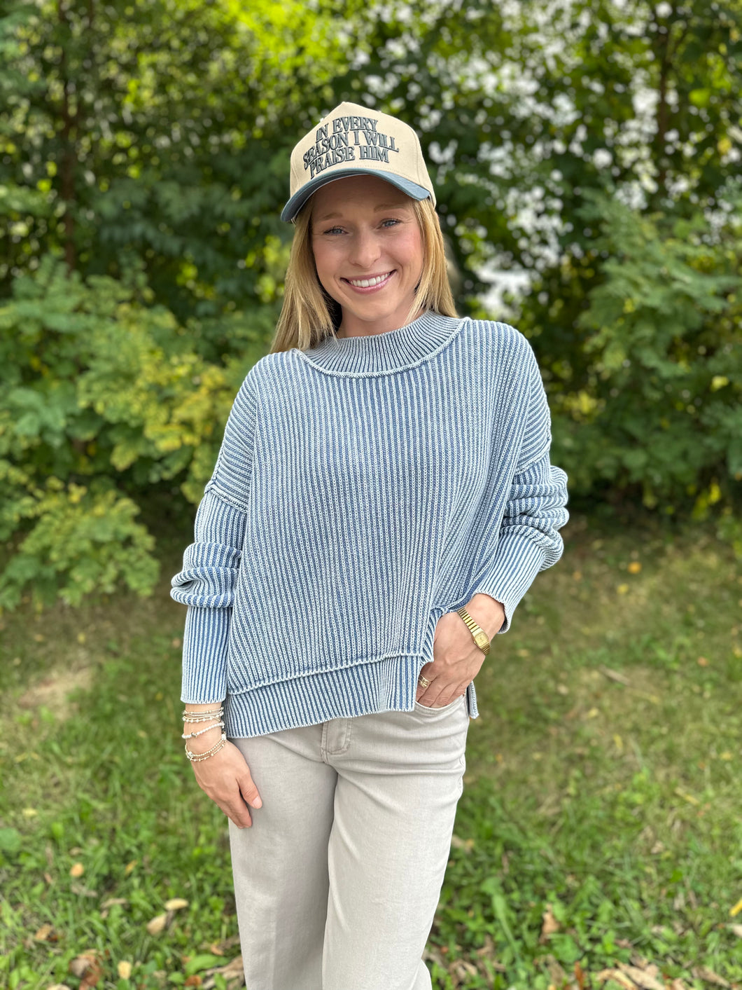 Washed Oversized Cropped Sweater