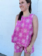Load image into Gallery viewer, Pink Sleeveless Embroidered Top &amp; Shorts Set
