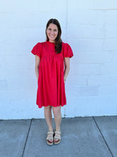 Load image into Gallery viewer, Short Bubble Sleeve Pintuck Mini Dress
