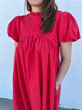 Load image into Gallery viewer, Short Bubble Sleeve Pintuck Mini Dress

