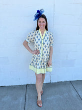 Load image into Gallery viewer, Yellow Floral Print Ruffle Neck Dress
