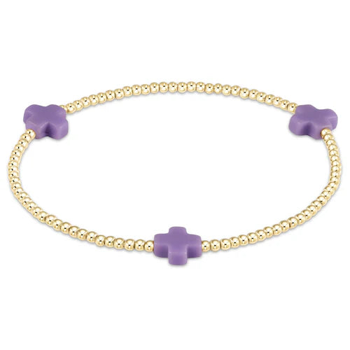 Signature Color Cross Gold Pattern 2mm Bead Bracelet