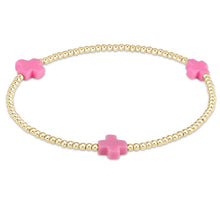 Load image into Gallery viewer, Signature Color Cross Gold Pattern 3mm Bead Bracelet
