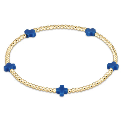 Signature Color Cross Gold Pattern 2mm Bead Bracelet - Small