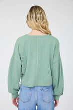 Load image into Gallery viewer, Notch Neck Boxy Long Sleeve Knit Crop Top
