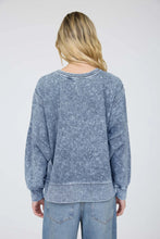 Load image into Gallery viewer, Acid Wash Long Sleeve Side Slit Knit Top
