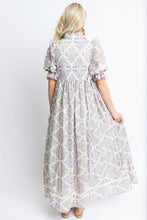 Load image into Gallery viewer, Boho Floral Puff Sleeve Crochet Trim Maxi Dress
