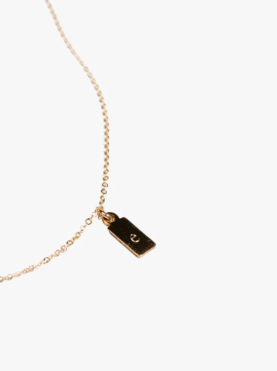 Mini Dog Tag Initial Necklace - ABLE