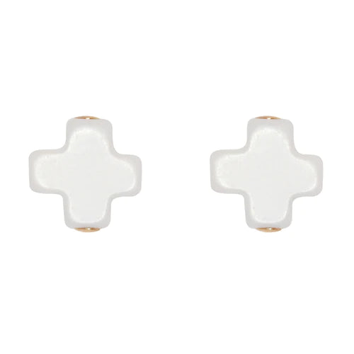 Signature Cross Stud - White