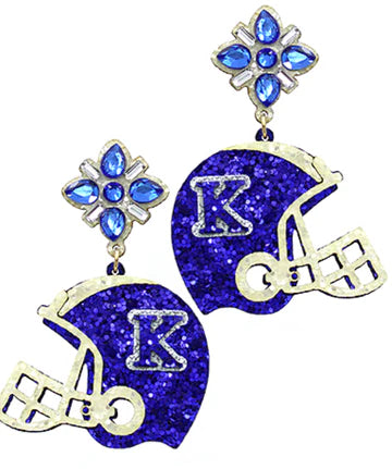 Glitter K Football Helmet Earrings