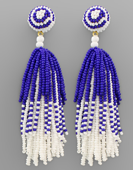 Two-tone Beaded Tassel Earrings