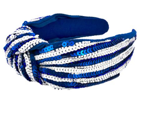 Blue/White Stripe Sequin Headband