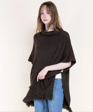 Load image into Gallery viewer, Nordic Turtle Neck Wool Blend Fringe Poncho
