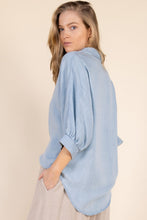 Load image into Gallery viewer, Tencel 3/4 Puff Sleeve Button Up Shirt
