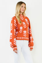 Load image into Gallery viewer, Flower Print Turtle Neck Sweater

