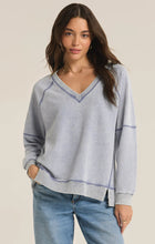 Load image into Gallery viewer, Easy V Knit Denim Washed Indigo Sweatshirt
