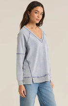 Load image into Gallery viewer, Easy V Knit Denim Washed Indigo Sweatshirt
