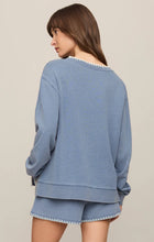 Load image into Gallery viewer, Cam Knit Denim Whipstitch Top
