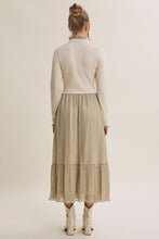Load image into Gallery viewer, Winter Gala Mixed Media Shimmer Twofer Sweater Maxi Dress
