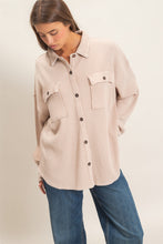 Load image into Gallery viewer, Mineral Wash Waffle Knit Button Up Shacket

