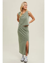 Load image into Gallery viewer, Washed Cotton Knit Tank and Skirt Set
