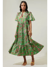 Load image into Gallery viewer, Jade Floral Escondido Tiered Shift Midi Dress
