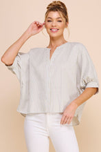Load image into Gallery viewer, Pinstripe Seersucker Button Front Blouse
