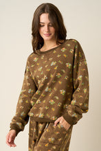 Load image into Gallery viewer, Floral Print Crew Neck and Terry Knit Pant Set
