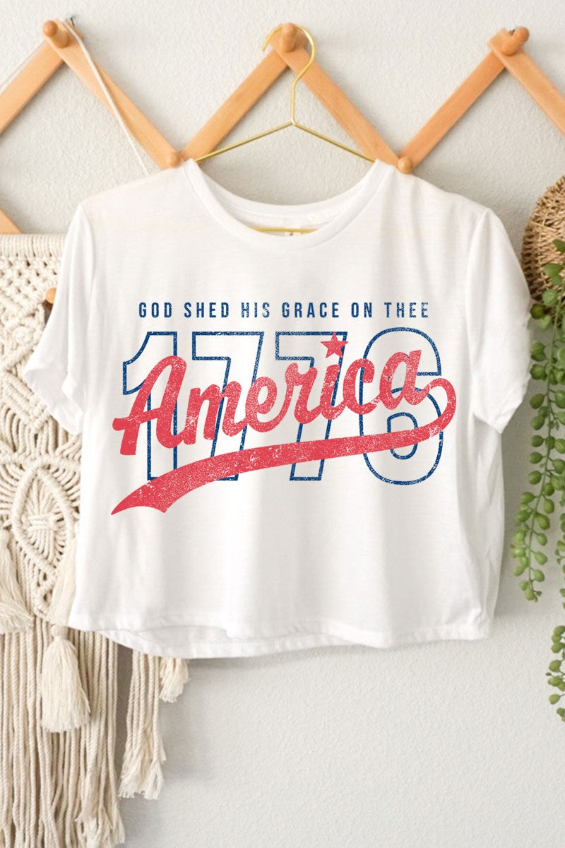 God Shade His Grace on Thee Graphic Crop Top