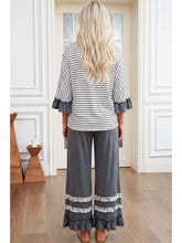 Load image into Gallery viewer, Stripe Ruffle Sleeve Top &amp; Pant Set
