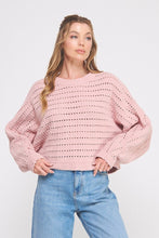 Load image into Gallery viewer, Chenille Pointelle Crop Oversized Sweater
