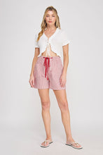 Load image into Gallery viewer, Contrast Front Tie Striped Twill Shorts
