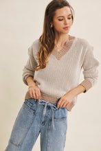 Load image into Gallery viewer, Chenille V Neck Ribbed Sweater Top
