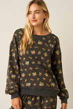 Load image into Gallery viewer, Floral Print Crew Neck and Terry Knit Pant Set
