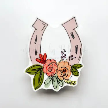 Pink Floral Horseshoe Sticker