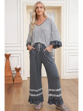 Load image into Gallery viewer, Stripe Ruffle Sleeve Top &amp; Pant Set
